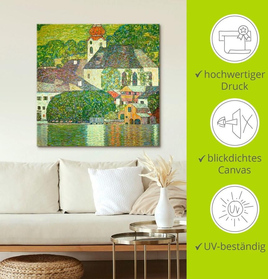 Artland Artprint Kerk in Unterach aan de Attersee. (D.198) als artprint op linnen poster in verschillende formaten maten - Foto 2