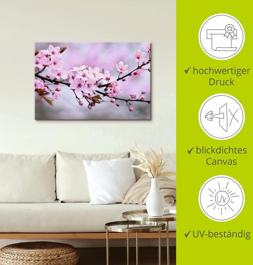 Artland Artprint Kersenbloesem als artprint van aluminium artprint voor buiten artprint op linnen poster muursticker - Foto 2