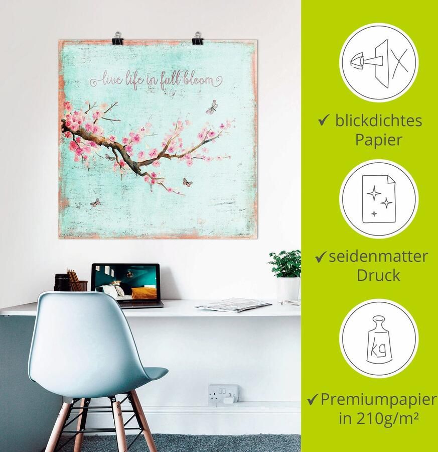 Artland Artprint Kersenbloesem als artprint van aluminium artprint voor buiten artprint op linnen poster muursticker - Foto 2