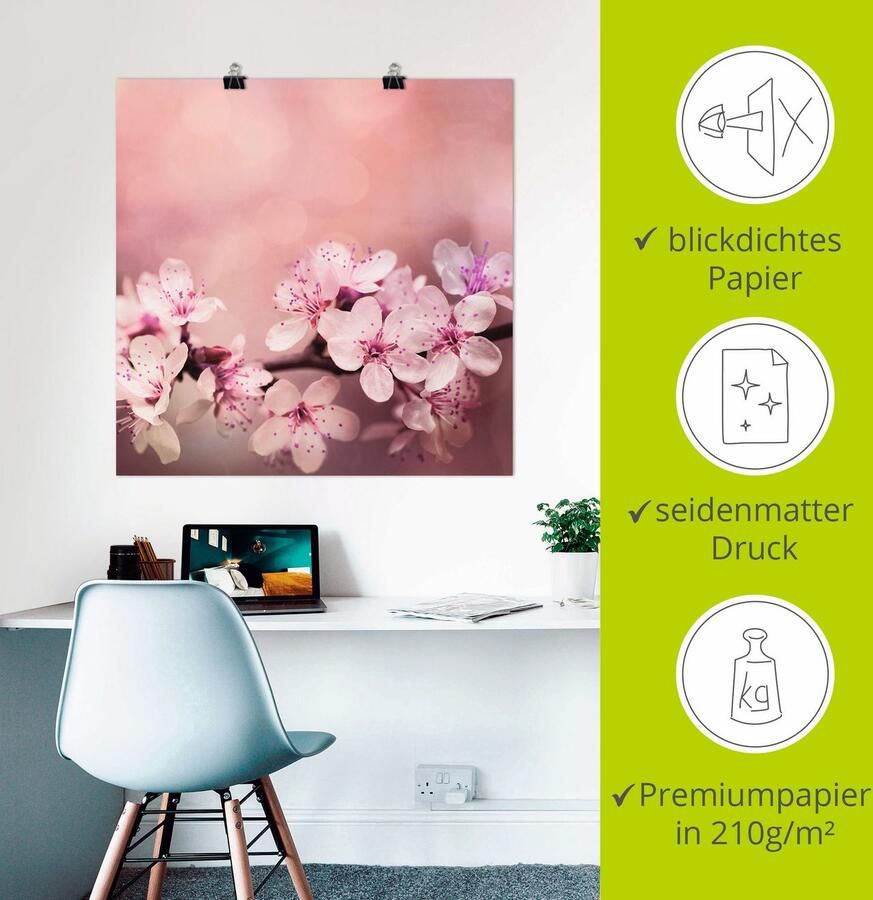 Artland Artprint Kersenbloesem als artprint van aluminium artprint voor buiten artprint op linnen poster in verschillende maten. maten - Foto 2