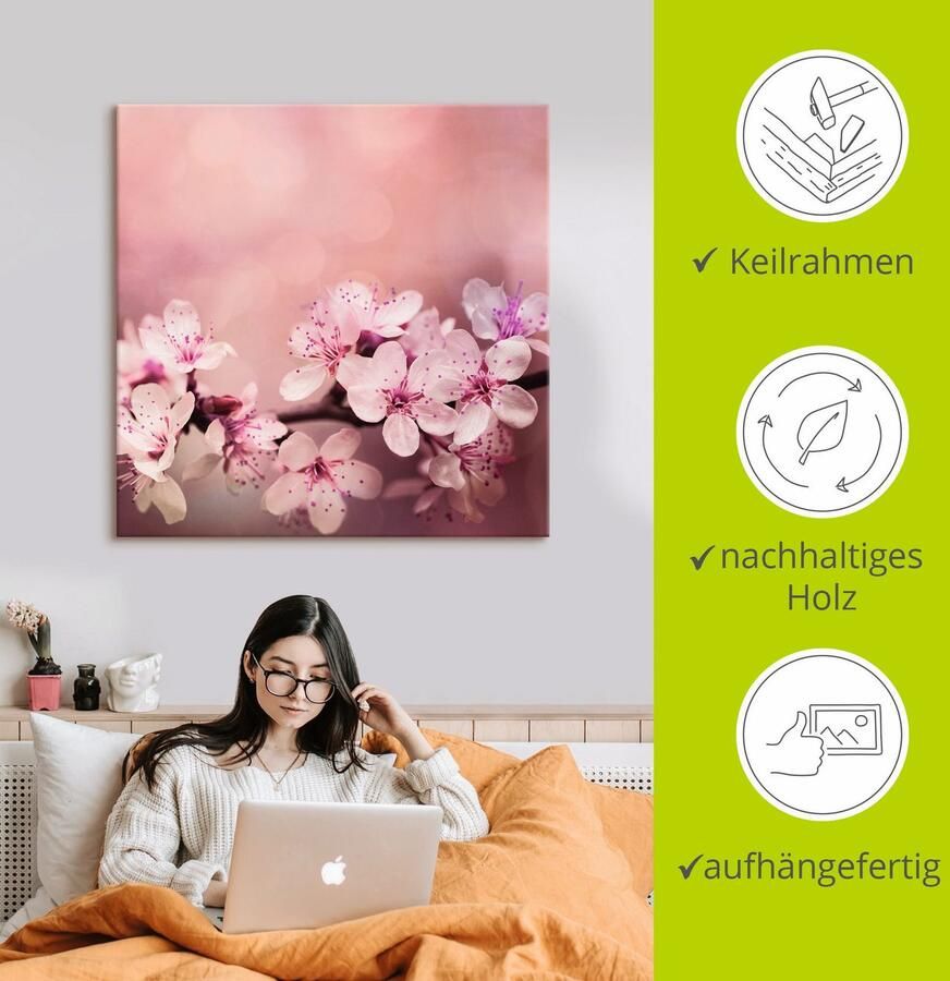 Artland Artprint op linnen Kersenbloesem