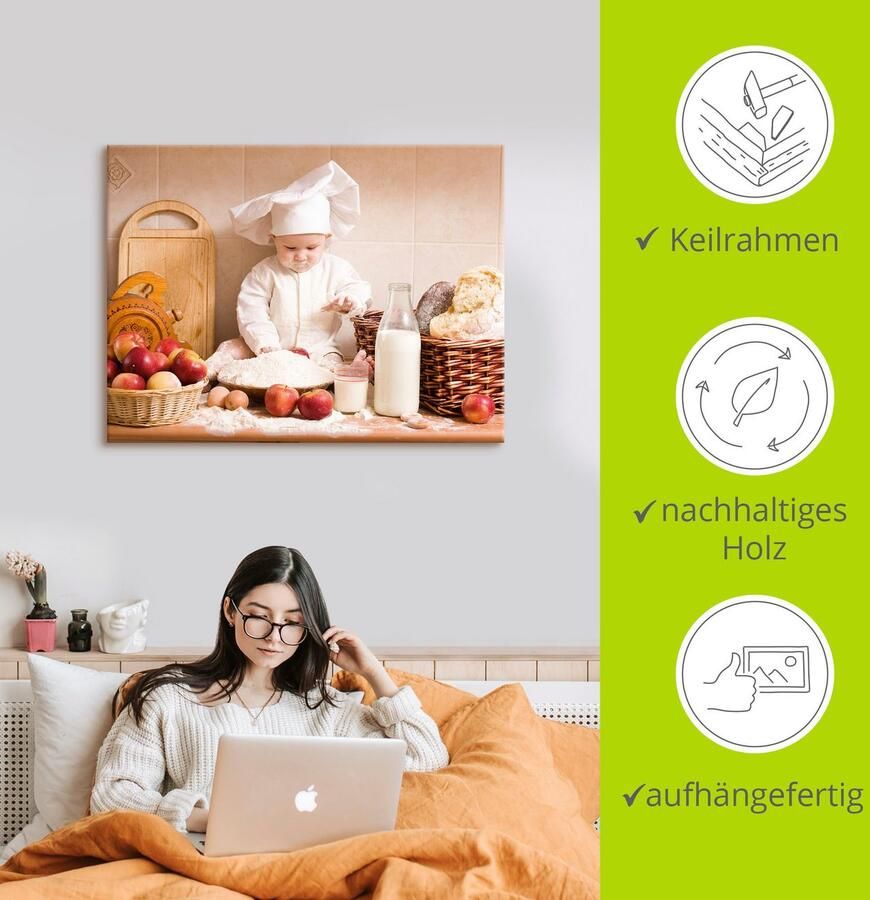 Artland Artprint Keuken jong kind bakken als artprint van aluminium artprint voor buiten artprint op linnen poster muursticker - Foto 3