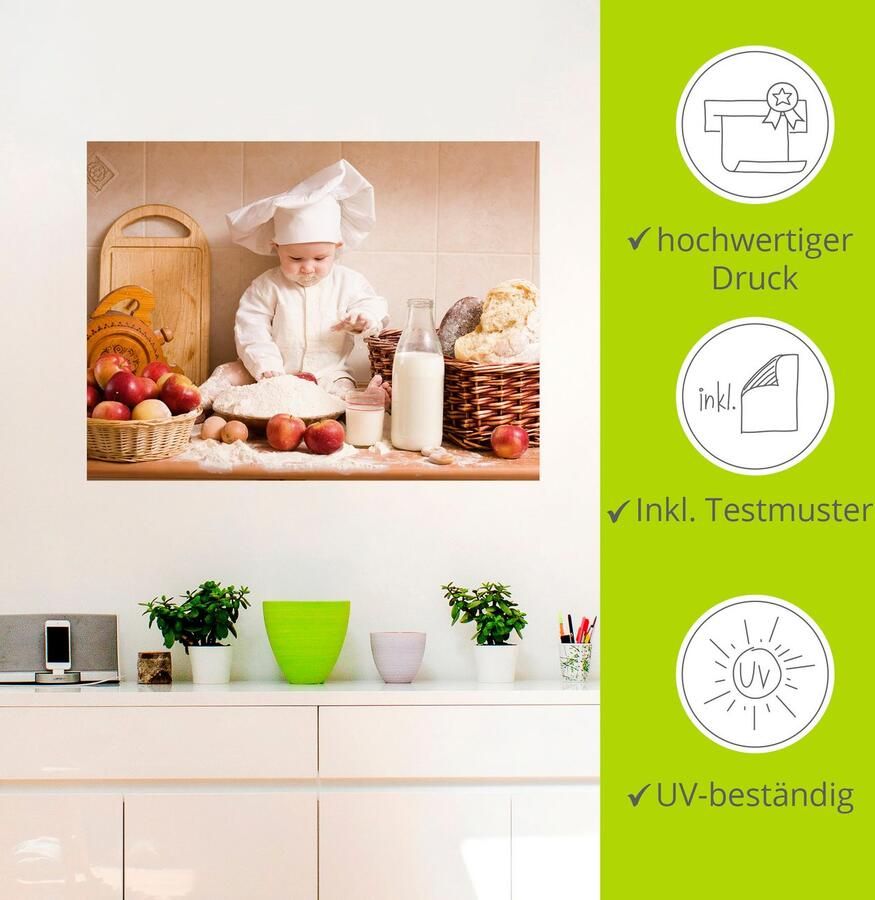 Artland Artprint Keuken jong kind bakken als artprint van aluminium artprint voor buiten artprint op linnen poster muursticker - Foto 4