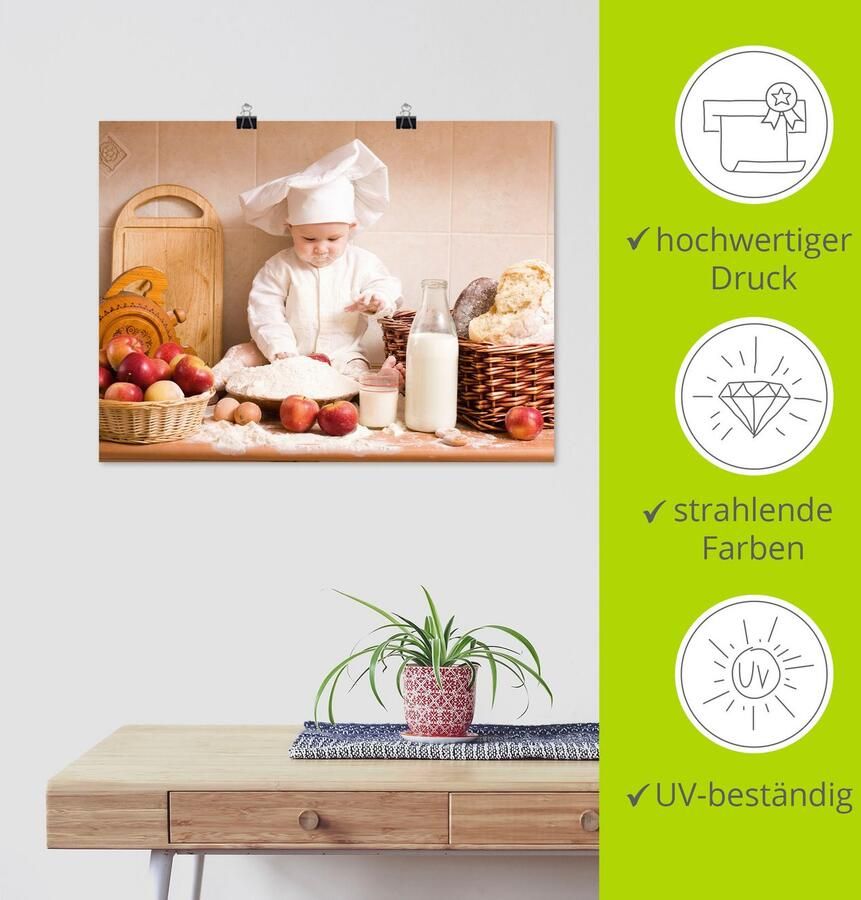 Artland Artprint Keuken jong kind bakken als artprint van aluminium artprint voor buiten artprint op linnen poster muursticker - Foto 3