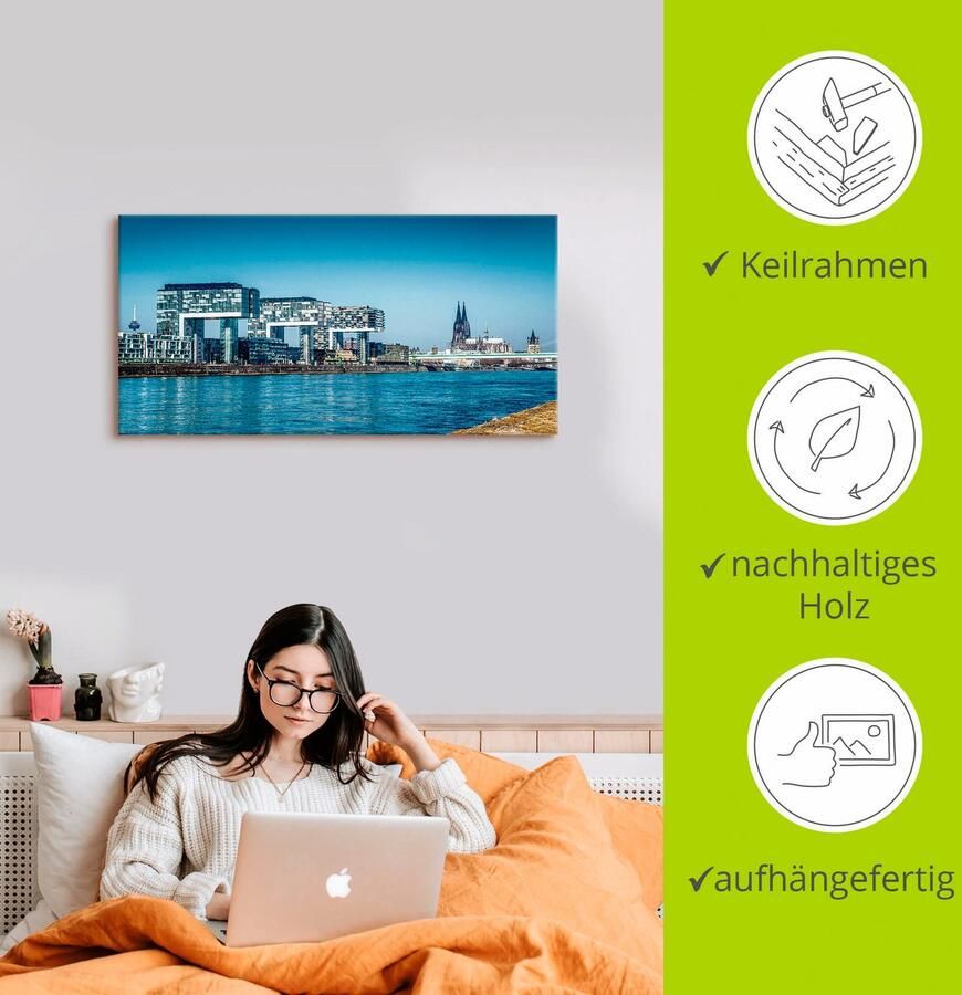 Artland Artprint Keulen Kranenhuizen en dom als artprint van aluminium artprint voor buiten artprint op linnen in verschillende maten