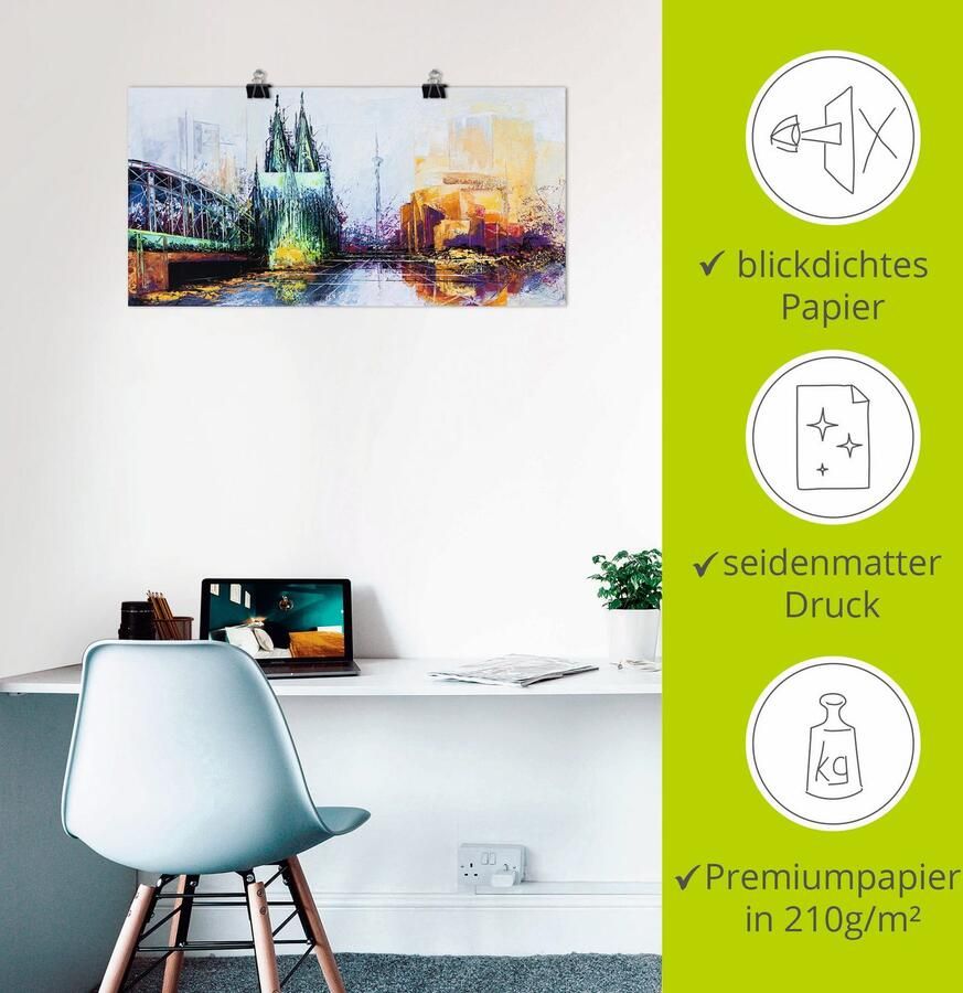 Artland Artprint Keulen Skyline als artprint op linnen poster in verschillende formaten maten - Foto 2