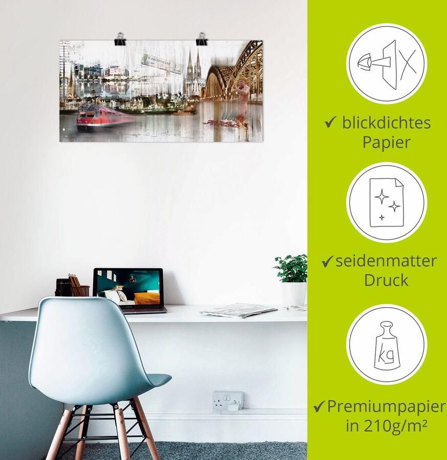 Artland Artprint Keulen Skyline collage I als artprint op linnen poster in verschillende formaten maten - Foto 2