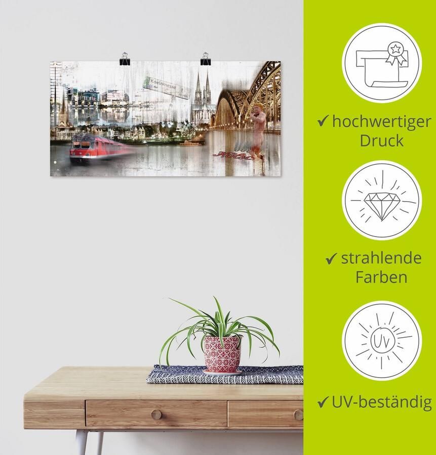 Artland Artprint Keulen Skyline collage I als artprint op linnen poster in verschillende formaten maten - Foto 3