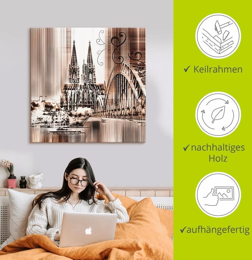 Artland Artprint Keulen Skyline collage VI als artprint op linnen muursticker in verschillende maten