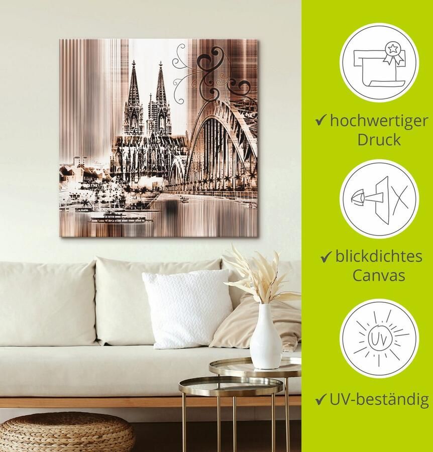 Artland Artprint Keulen Skyline collage VI als artprint op linnen muursticker in verschillende maten - Foto 2