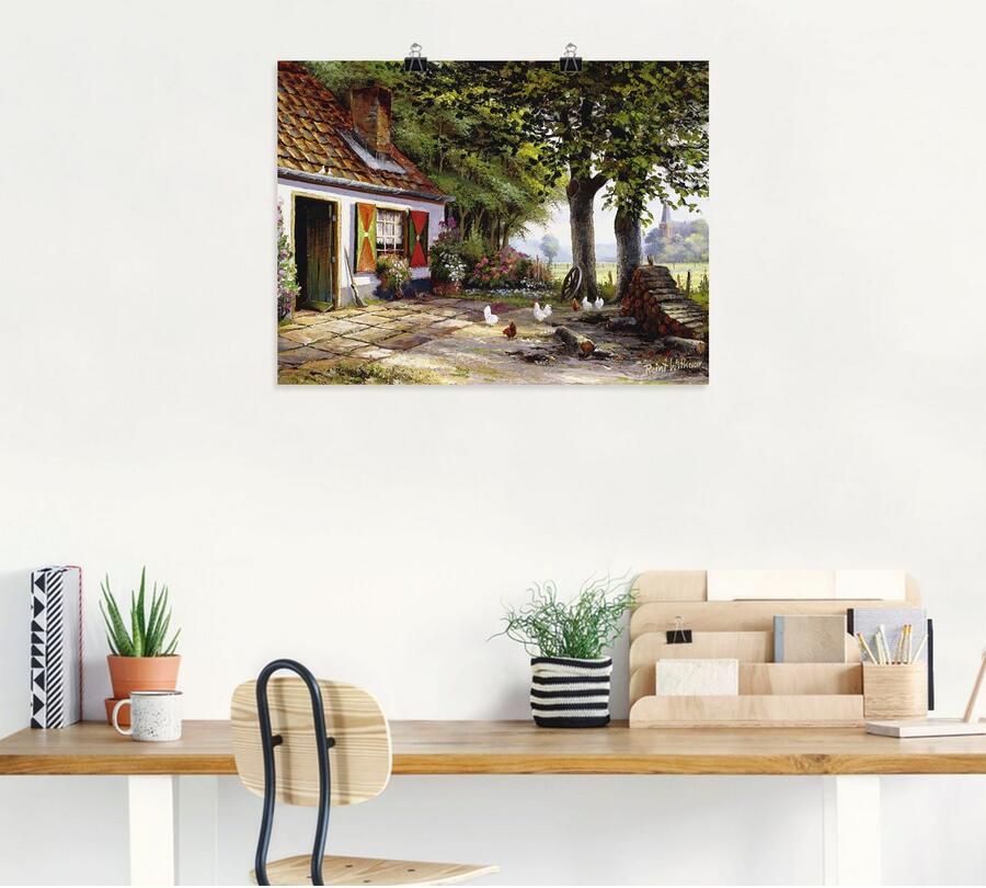 Artland Artprint Kippen op de boerderij als artprint op linnen poster in verschillende formaten maten - Foto 4