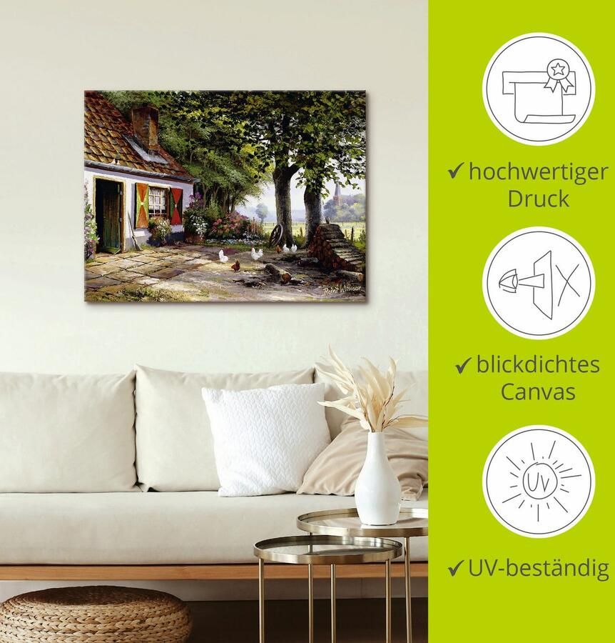 Artland Artprint Kippen op de boerderij als artprint op linnen poster in verschillende formaten maten - Foto 2