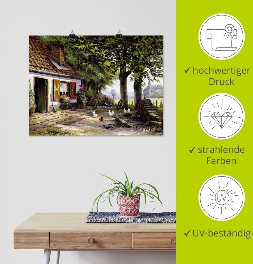 Artland Artprint Kippen op de boerderij als artprint op linnen poster in verschillende formaten maten - Foto 3