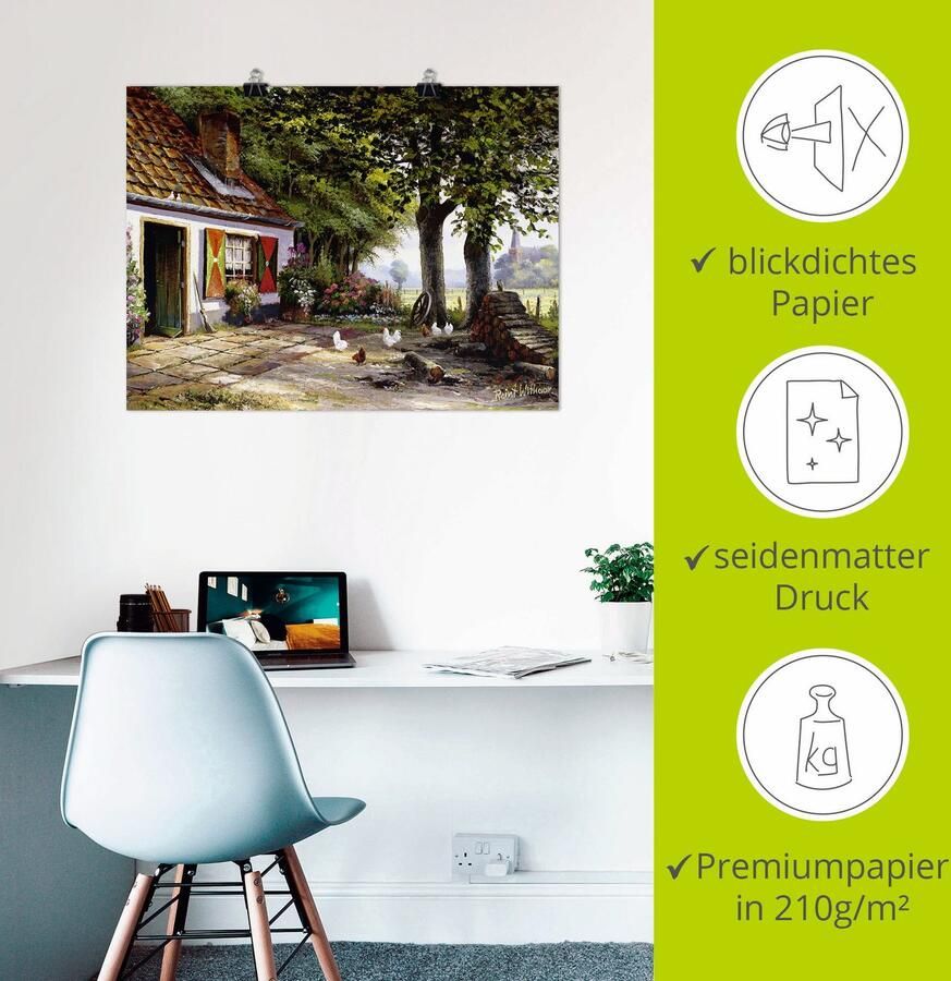 Artland Artprint Kippen op de boerderij als artprint op linnen poster in verschillende formaten maten - Foto 2