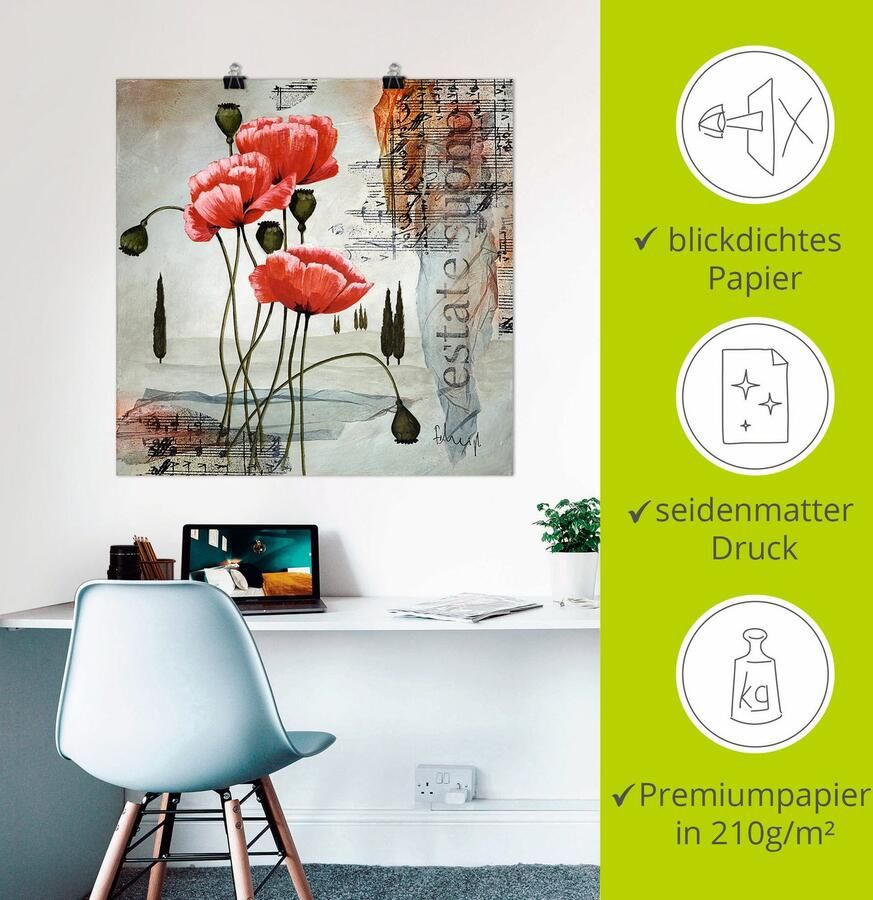 Artland Artprint Klaproos als artprint op linnen poster muursticker in verschillende maten - Foto 2