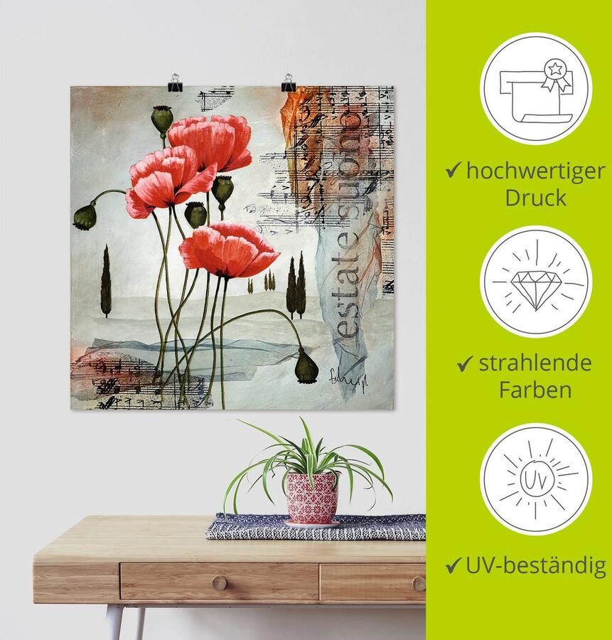 Artland Artprint Klaproos als artprint op linnen poster muursticker in verschillende maten - Foto 3