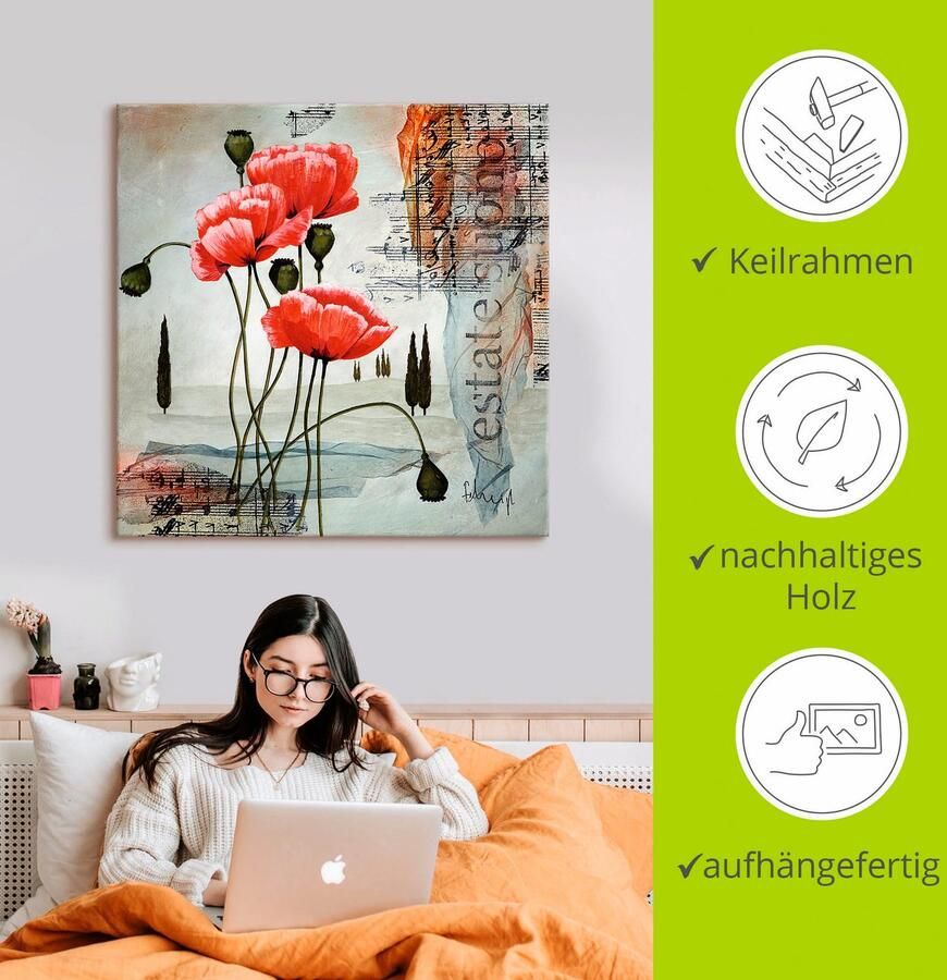 Artland Artprint Klaproos als artprint op linnen poster muursticker in verschillende maten - Foto 3