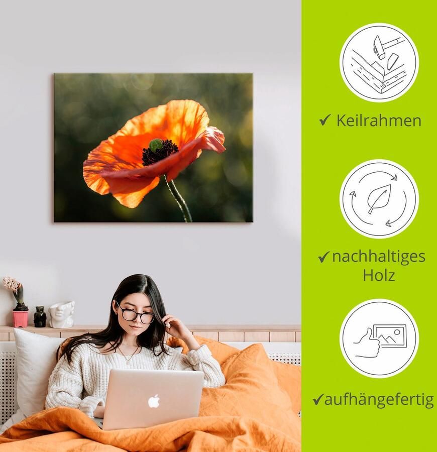 Artland Artprint Klaproos I als artprint op linnen poster in verschillende formaten maten