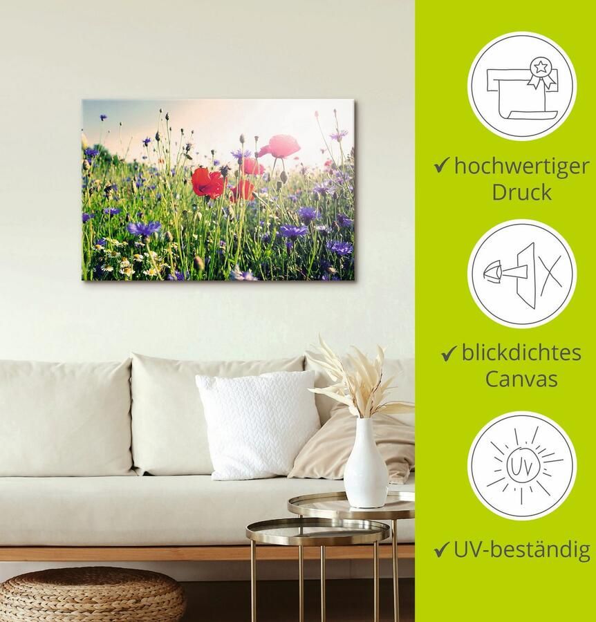 Artland Artprint Klaproos in het veld als artprint op linnen poster in verschillende formaten maten - Foto 2