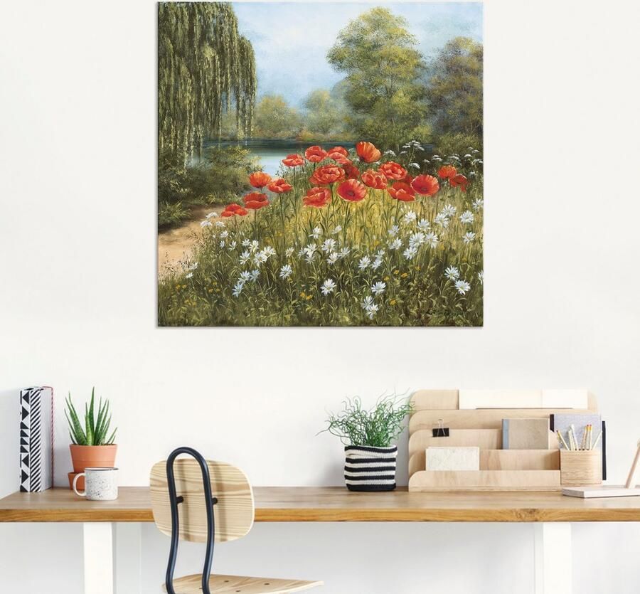 Artland Artprint Klaproosweide aan het meer als artprint van aluminium artprint voor buiten artprint op linnen poster in verschillende maten. maten - Foto 6