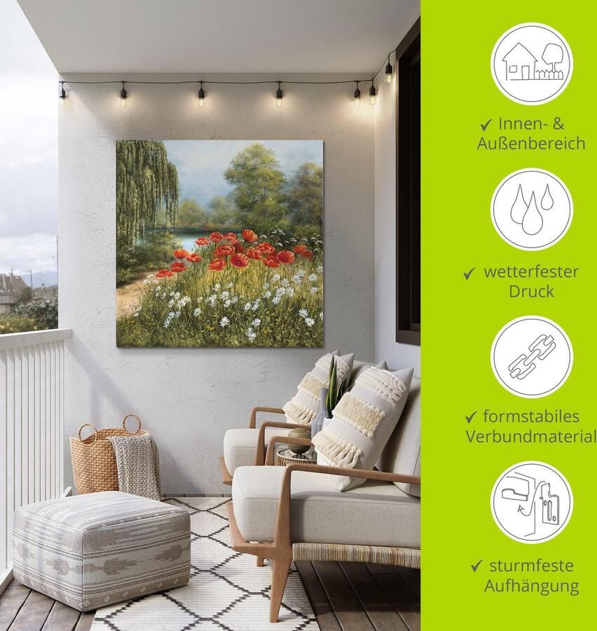 Artland Artprint Klaproosweide aan het meer als artprint van aluminium artprint voor buiten artprint op linnen poster in verschillende maten. maten - Foto 5