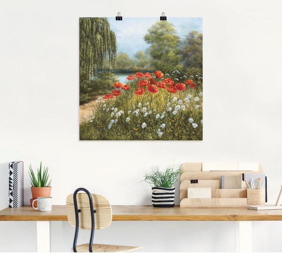 Artland Artprint Klaproosweide aan het meer als artprint van aluminium artprint voor buiten artprint op linnen poster in verschillende maten. maten - Foto 6