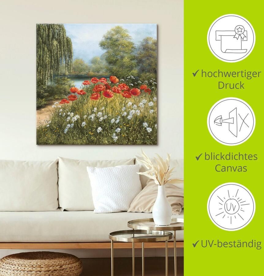 Artland Artprint Klaproosweide aan het meer als artprint van aluminium artprint voor buiten artprint op linnen poster in verschillende maten. maten - Foto 4