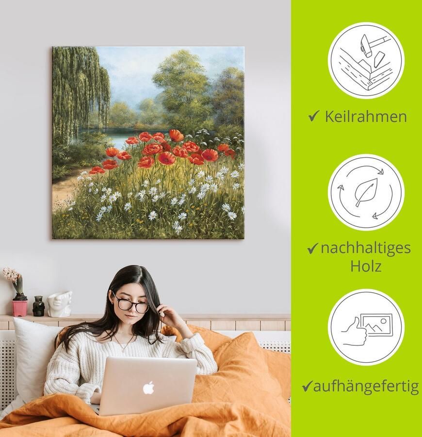 Artland Artprint Klaproosweide aan het meer als artprint van aluminium artprint voor buiten artprint op linnen poster in verschillende maten. maten - Foto 3