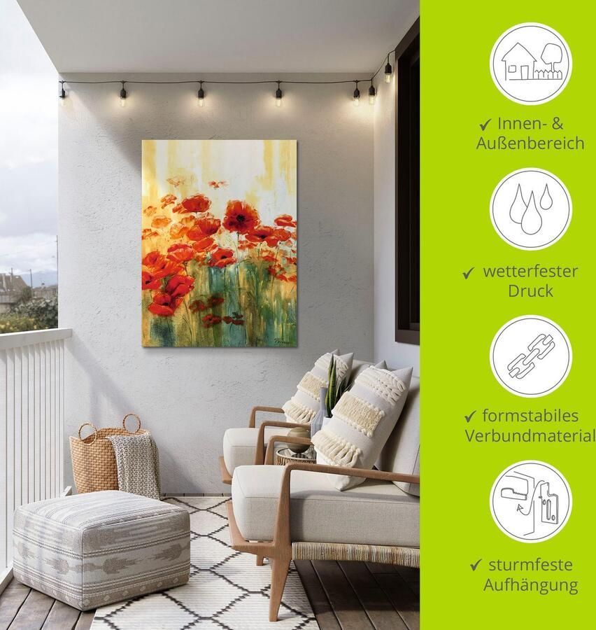 Artland Artprint Klaproosweide als artprint van aluminium artprint voor buiten artprint op linnen poster in verschillende maten. maten - Foto 4