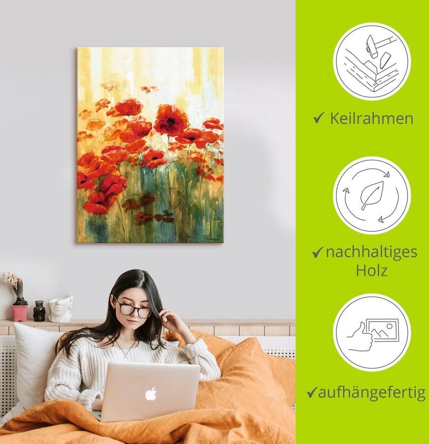 Artland Artprint Klaproosweide als artprint van aluminium artprint voor buiten artprint op linnen poster in verschillende maten. maten - Foto 2