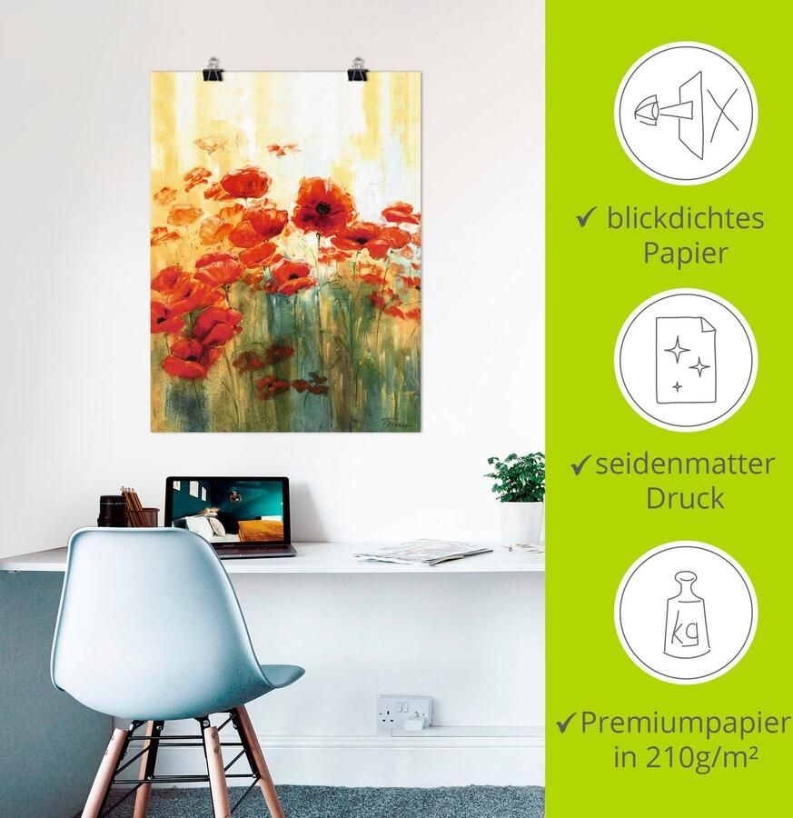 Artland Artprint Klaproosweide als artprint van aluminium artprint voor buiten artprint op linnen poster in verschillende maten. maten - Foto 3