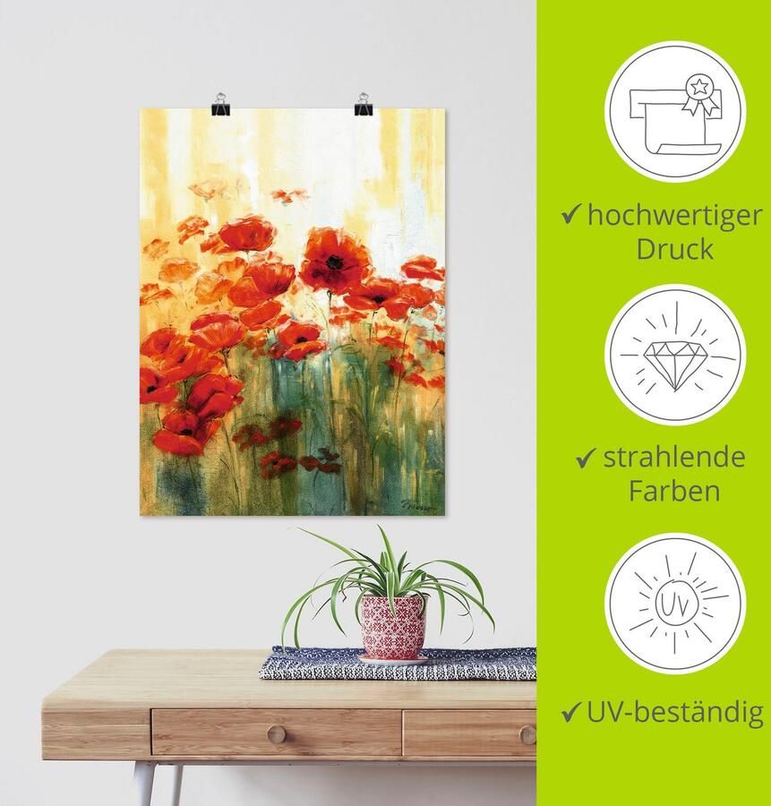 Artland Artprint Klaproosweide als artprint van aluminium artprint voor buiten artprint op linnen poster in verschillende maten. maten - Foto 4