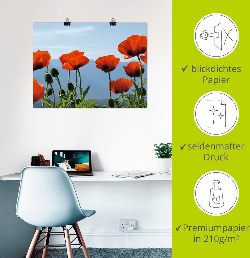 Artland Artprint Klaprozen als artprint op linnen poster in verschillende formaten maten - Foto 2