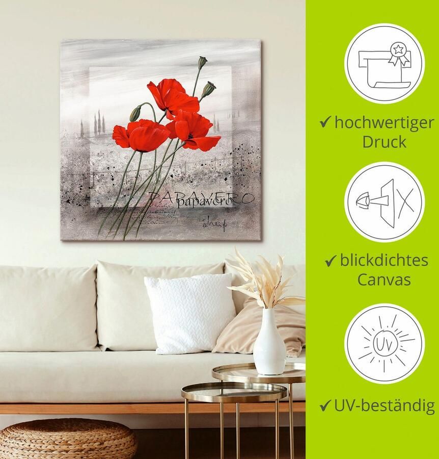 Artland Artprint Klaprozen als artprint op linnen poster muursticker in verschillende maten - Foto 4