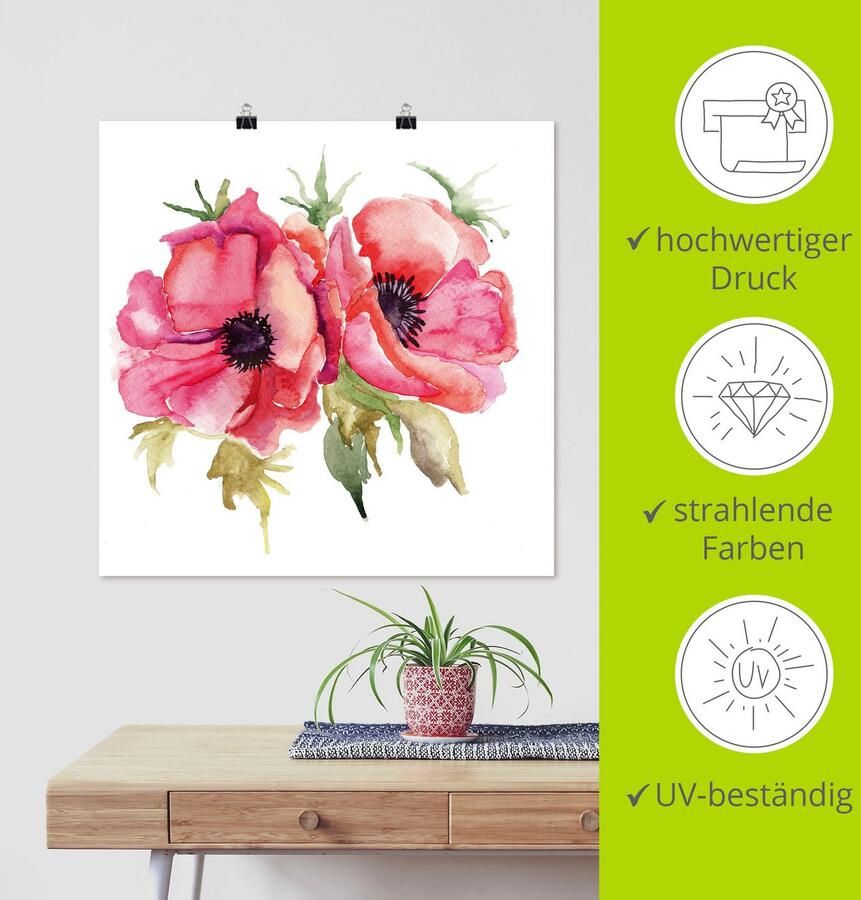 Artland Artprint Klaprozen als artprint van aluminium artprint voor buiten artprint op linnen poster muursticker - Foto 3