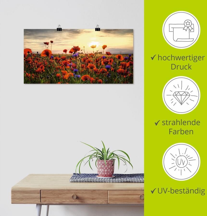 Artland Artprint Klaprozen als artprint van aluminium artprint voor buiten artprint op linnen poster muursticker - Foto 3