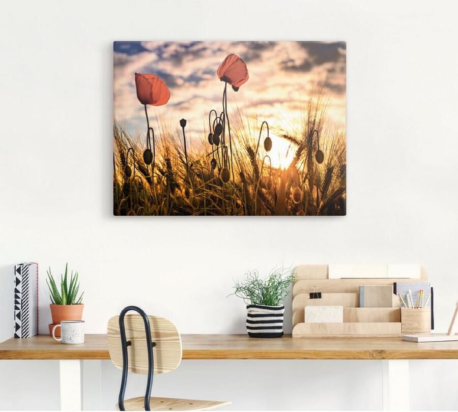 Artland Artprint Klaprozen bij zonsondergang als artprint van aluminium artprint voor buiten artprint op linnen poster muursticker - Foto 4