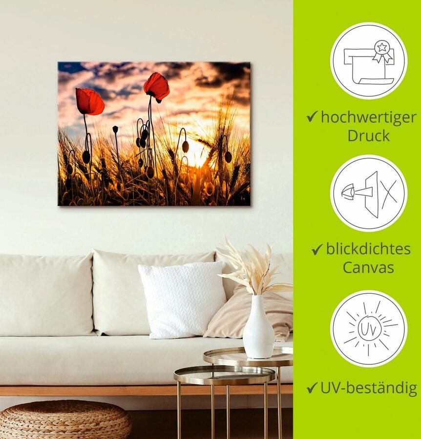 Artland Artprint Klaprozen bij zonsondergang als artprint van aluminium artprint voor buiten artprint op linnen poster muursticker - Foto 2