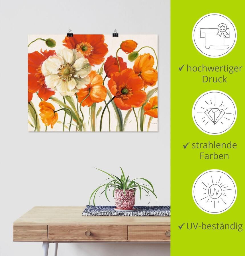 Artland Artprint Klaprozen I als artprint op linnen poster muursticker in verschillende maten - Foto 3