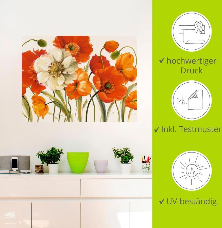 Artland Artprint Klaprozen I als artprint op linnen poster muursticker in verschillende maten - Foto 2