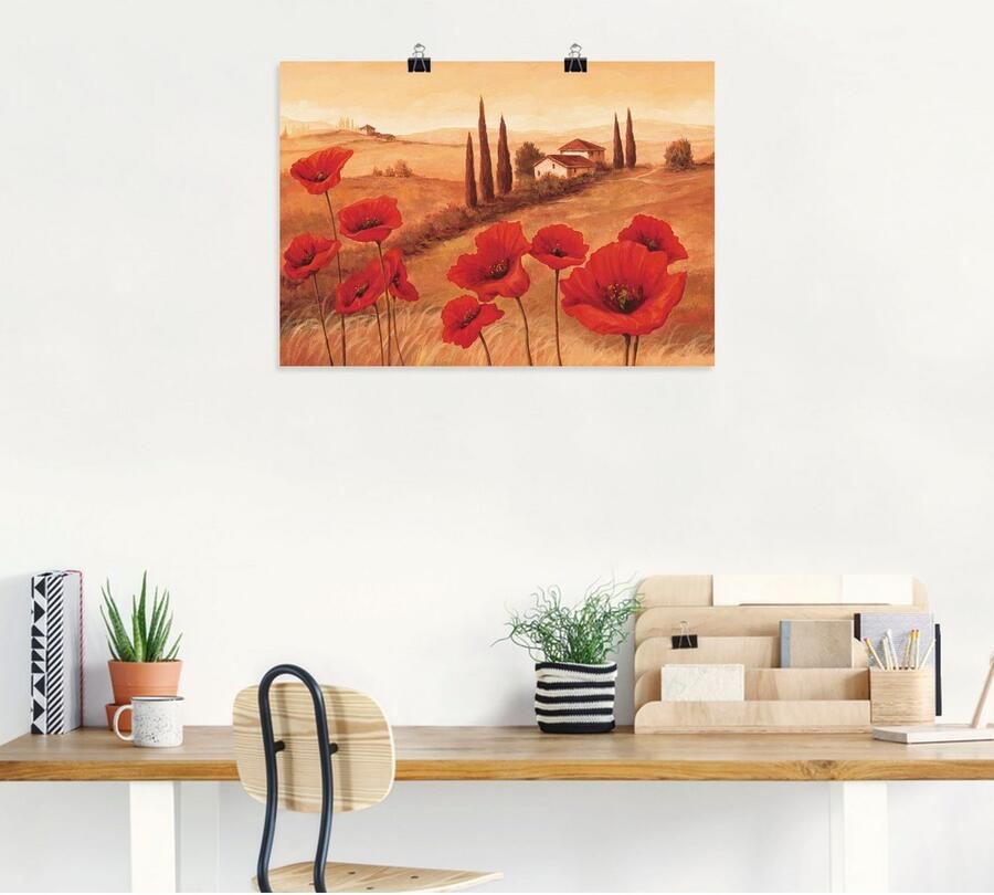 Artland Artprint Klaprozen in de Toscane als artprint op linnen poster muursticker in verschillende maten - Foto 4