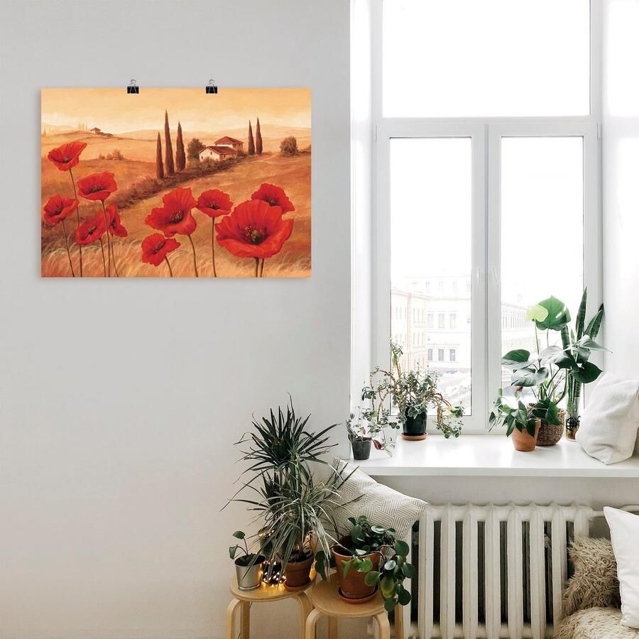 Artland Artprint Klaprozen in de Toscane als artprint op linnen poster muursticker in verschillende maten