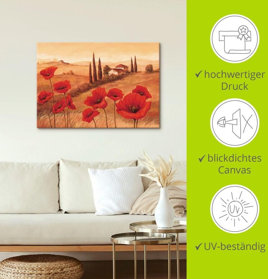 Artland Artprint Klaprozen in de Toscane als artprint op linnen poster muursticker in verschillende maten - Foto 4