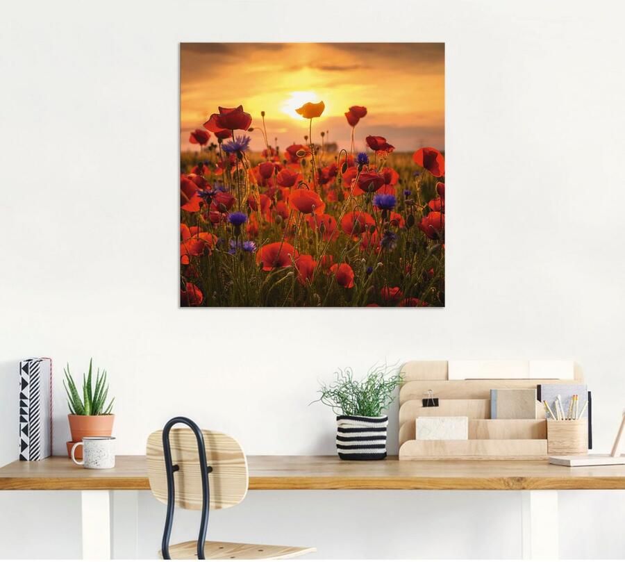 Artland Artprint Klaprozen in het avondlicht als artprint van aluminium artprint voor buiten artprint op linnen poster muursticker - Foto 4