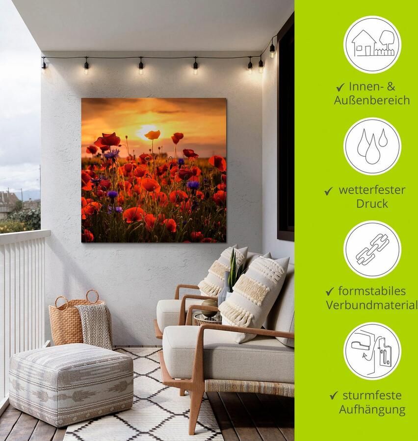 Artland Artprint Klaprozen in het avondlicht als artprint van aluminium artprint voor buiten artprint op linnen poster muursticker - Foto 3