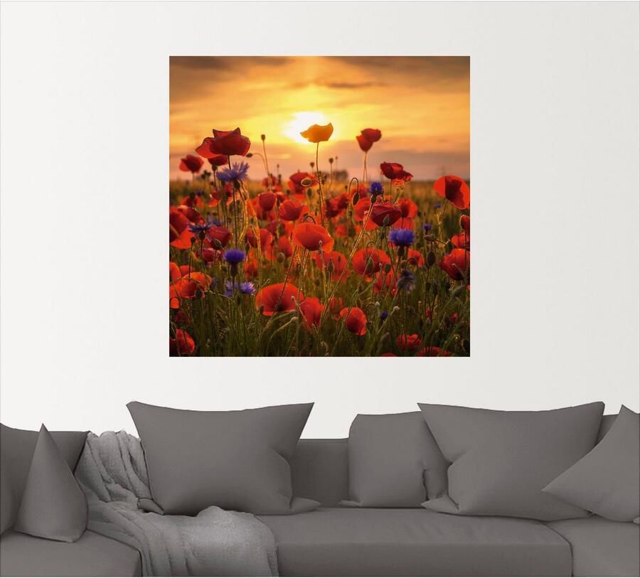 Artland Artprint Klaprozen in het avondlicht als artprint van aluminium artprint voor buiten artprint op linnen poster muursticker - Foto 4