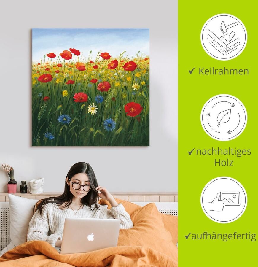 Artland Artprint Klaprozen landschap I als artprint van aluminium artprint voor buiten artprint op linnen poster in verschillende maten. maten - Foto 2