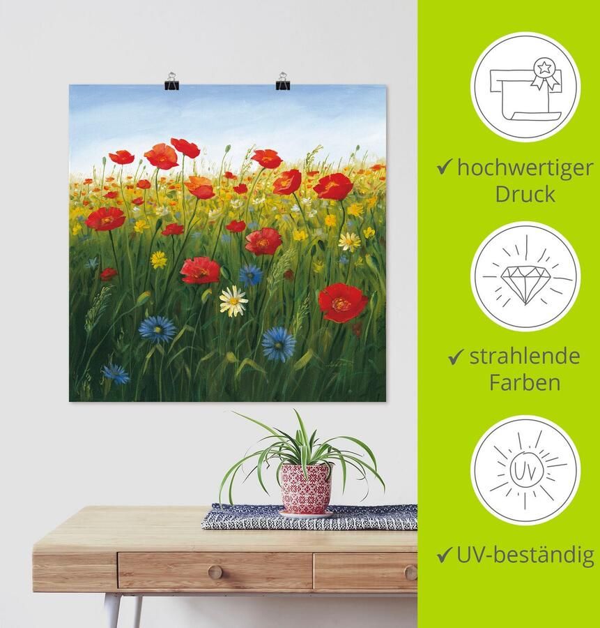 Artland Artprint Klaprozen landschap I als artprint van aluminium artprint voor buiten artprint op linnen poster in verschillende maten. maten - Foto 3