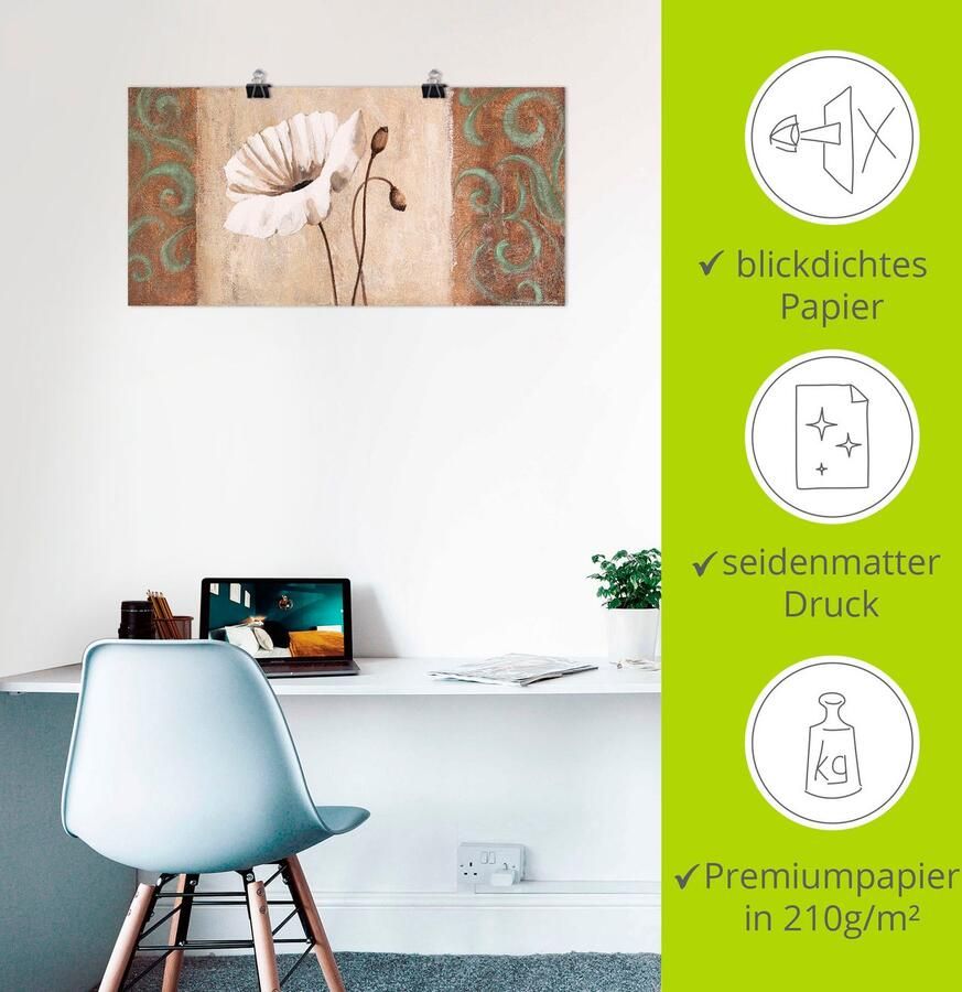 Artland Artprint Klaprozen met ornamenten als artprint op linnen poster in verschillende formaten maten - Foto 2