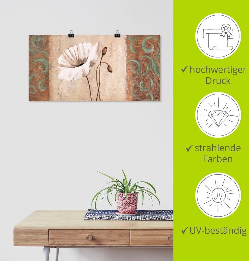 Artland Artprint Klaprozen met ornamenten als artprint op linnen poster in verschillende formaten maten - Foto 3